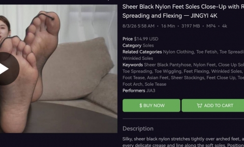 Sheer Black Nylon Feet Soles Close-Up with Relentless Toe Spreading and Flexing - JINGYI 4K（young woman qingqing）